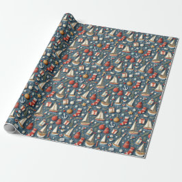 Nautisches Weihnachtsgeschenk-Verpackungspapier  Geschenkpapier