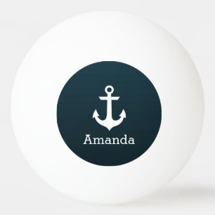 Nautisches Weiß Anker Blau Ombre Personalisierter Tischtennisball