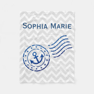 Nautisches Zickzack Siegel Fleecedecke