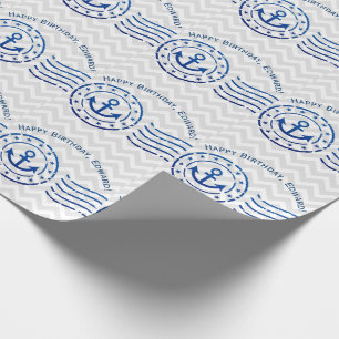 Nautisches Zickzack Siegel Geschenkpapier