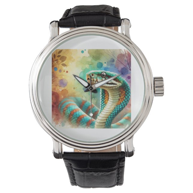 Nauyaca Snake 050824AREF122 - Watercolor Armbanduhr (Vorderseite)