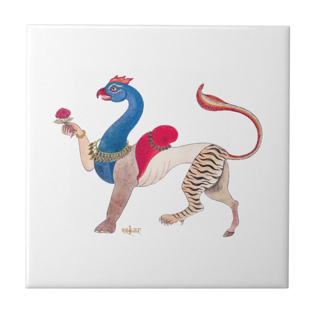 Navagunjara Krishna Vintage indische Malerei relig Fliese (Vorderseite)