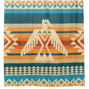 Navajo-abstraktes nahtloses Muster mit Adler Duschvorhang