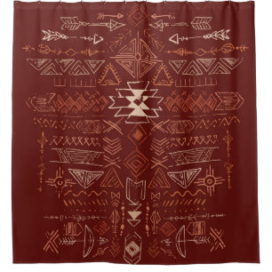 Navajo Aztec: Ethnisches Doodle-Muster. Duschvorhang