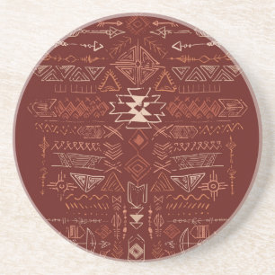 Navajo Aztec: Ethnisches Doodle-Muster. Getränkeuntersetzer