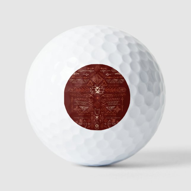 Navajo Aztec: Ethnisches Doodle-Muster. Golfball (Vorderseite)