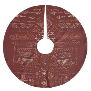 Navajo Aztec: Ethnisches Doodle-Muster. Polyester Weihnachtsbaumdecke