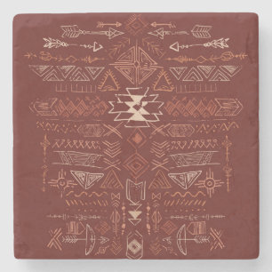 Navajo Aztec: Ethnisches Doodle-Muster. Steinuntersetzer