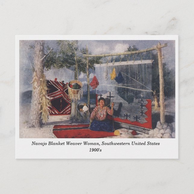 Navajo Blanket Weaver Frau alte Postkarte (Vorderseite)