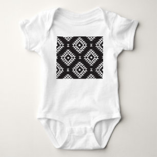 Navajo Geometric: Schwarz-weißes Stamm. Baby Strampler