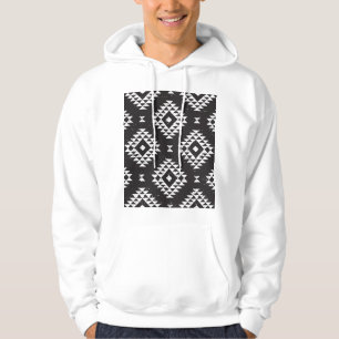 Navajo Geometric: Schwarz-weißes Stamm. Hoodie