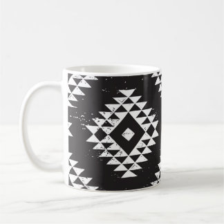 Navajo Geometric: Schwarz-weißes Stamm. Kaffeetasse