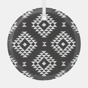 Navajo Geometric: Schwarz-weißes Stamm. Ornament Aus Glas