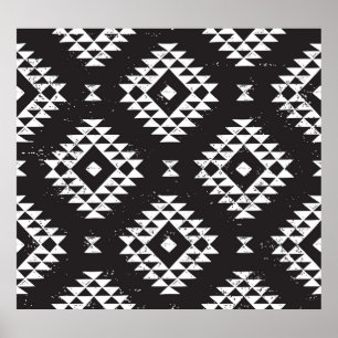 Navajo Geometric: Schwarz-weißes Stamm. Poster