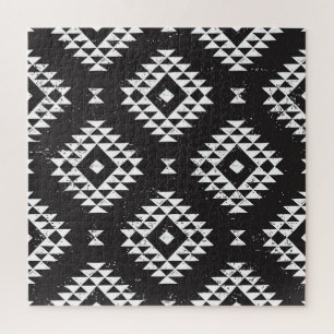 Navajo Geometric: Schwarz-weißes Stamm. Puzzle
