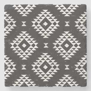 Navajo Geometric: Schwarz-weißes Stamm. Steinuntersetzer