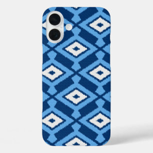 Navajo Ikat Pattern, Indigo und Denim Blue iPhone 16 Plus Hülle