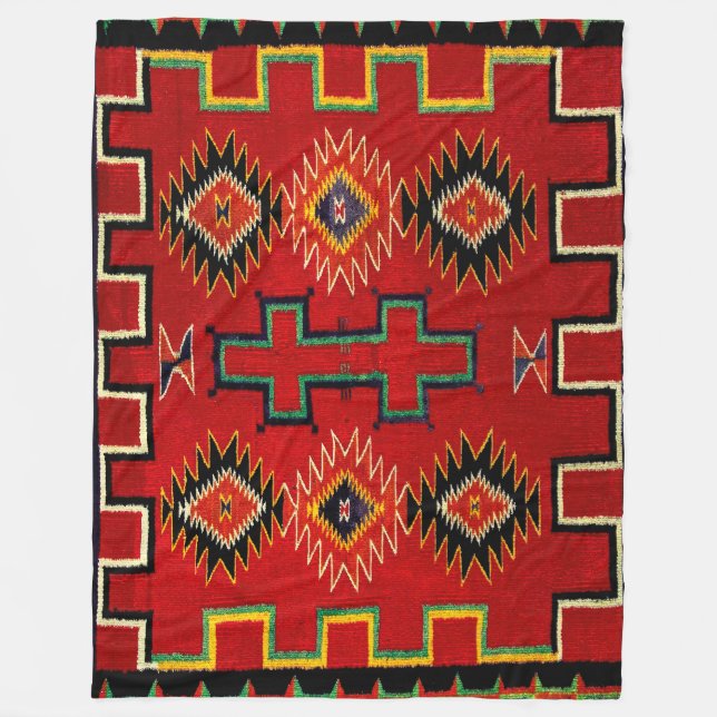 NAVAJO INDIAN 1890 STUNDE SADDLE BLANKET FLEECEDECKE (Vorderseite)