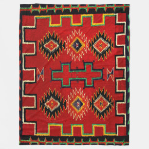 NAVAJO INDIAN HORSE SADLE BLANKET REPRINT FLEECEDECKE