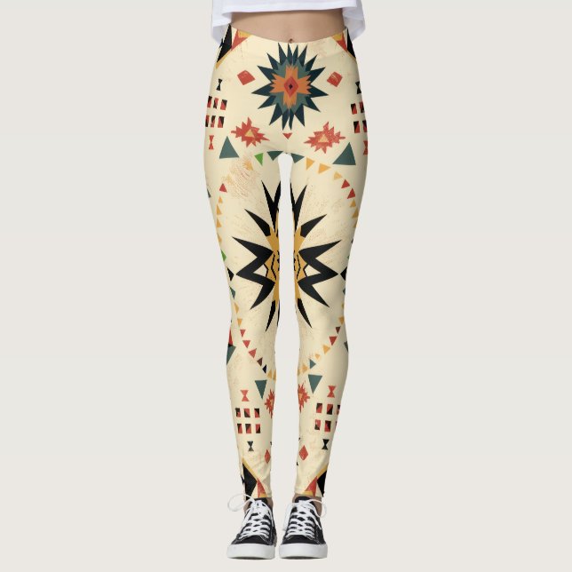 Navajo Inspiriert Aztec Leggings (Vorderseite)