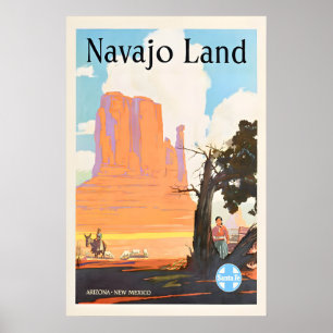 Navajo-Land - Santa Fe-Eisenbahn - Vintage-Reise Poster