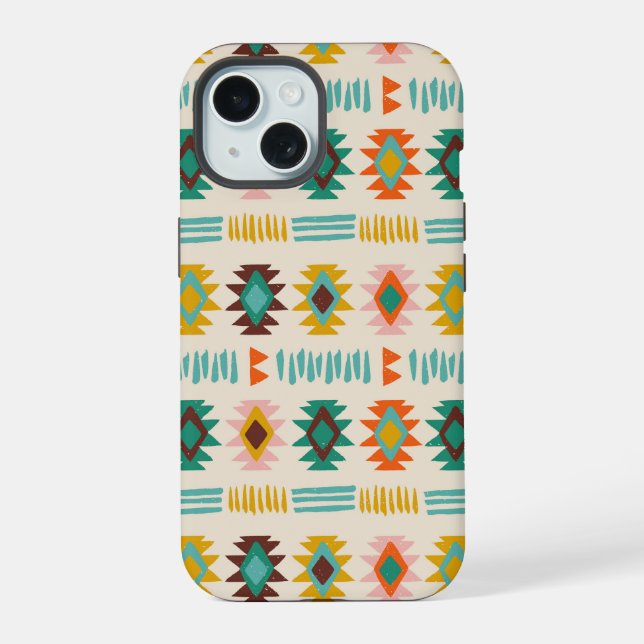 Navajo Native American Pattern iPhone 15 Hülle (Rückseite)