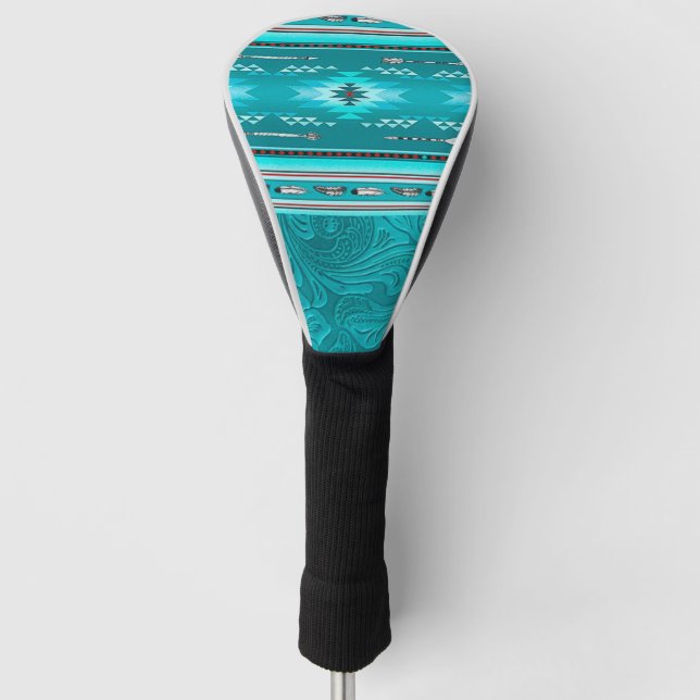 Navajo Tribal Turquoise Imitate Leather Tool Golf Headcover (Vorderseite)