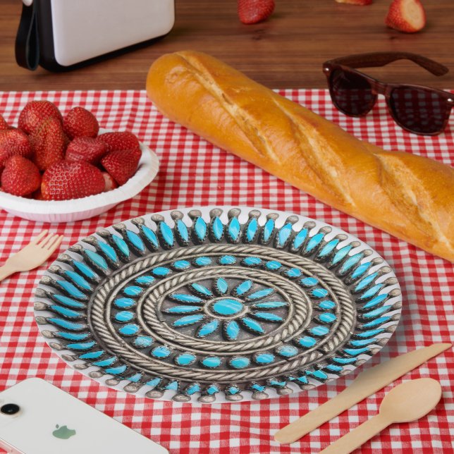 Navajo Turquoise Paper Plate Pappteller (Picknick)