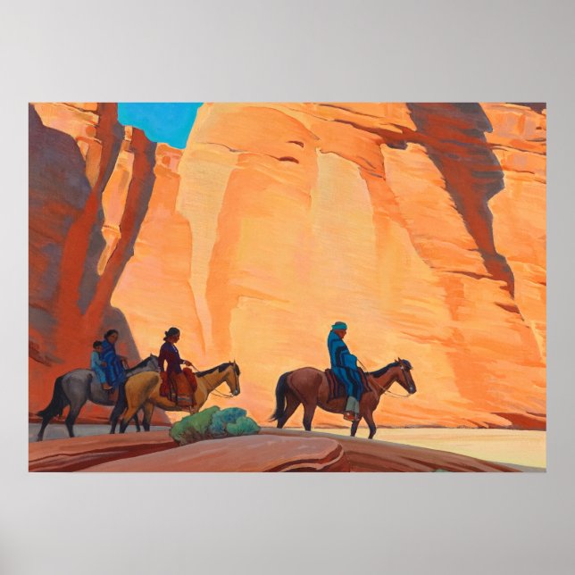 Navajos in einem Canyon, 1945 von Maynard Dixon Poster (Vorne)