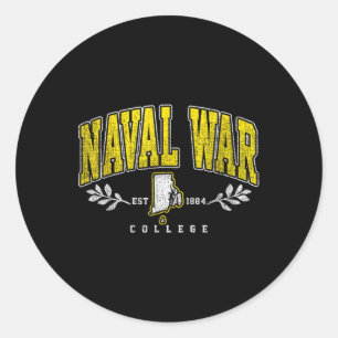 Naval War Arch Retro Uni Athletic Sports T-Shirt Runder Aufkleber