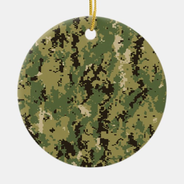 Naval Woodland Camouflage Keramik Ornament (Vorne)