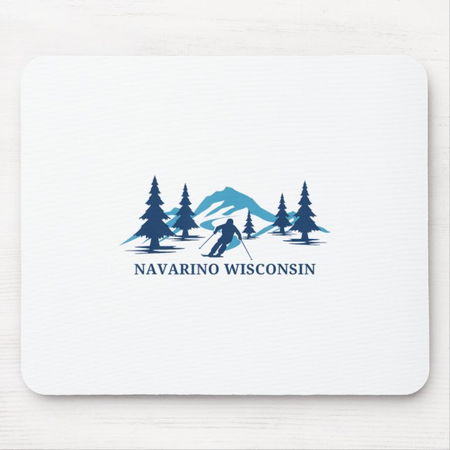 Navarino Wisconsin Ski Resort Skifahrer _1 Mousepad (Vorne)