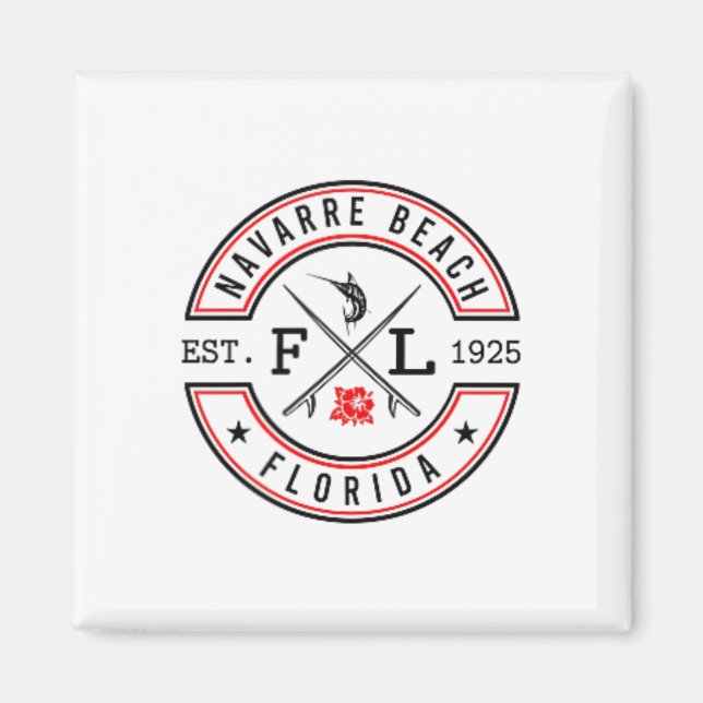 Navarre Beach Florida Fl Retro Surfer Beach Front  Magnet (Vorne)