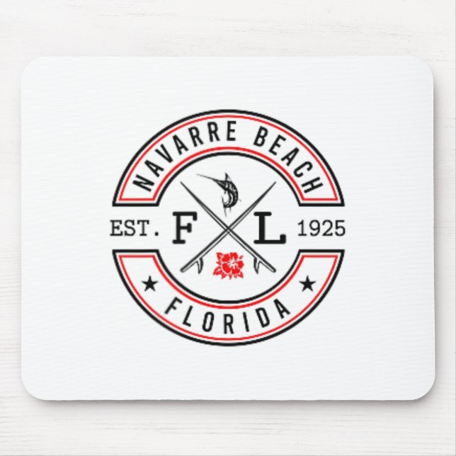 Navarre Beach Florida Fl Retro-Surfer Strand vorne Mousepad (Vorne)