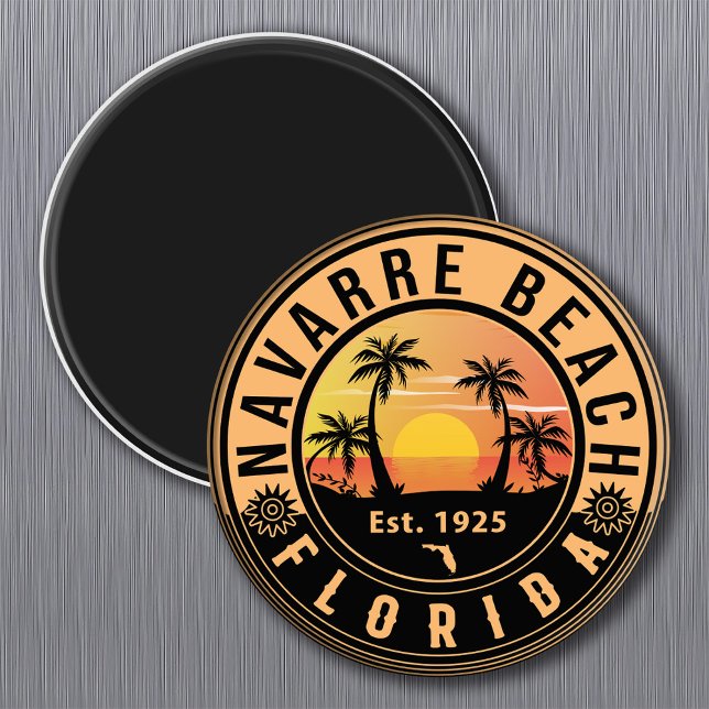 Navarre Beach Florida Retro Sunset Souvenirs Magnet (Von Creator hochgeladen)