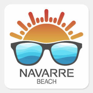 Navarre Beach Florida Sonnenbrille Quadratischer Aufkleber