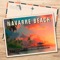 Navarre Beach Florida Tropical Palm Tree 1950s