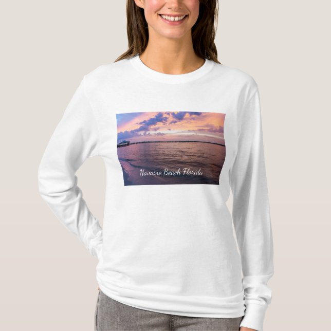 Navarre Beach Magic Hour Lila Sunset Long Sleeve T-Shirt (Vorderseite)