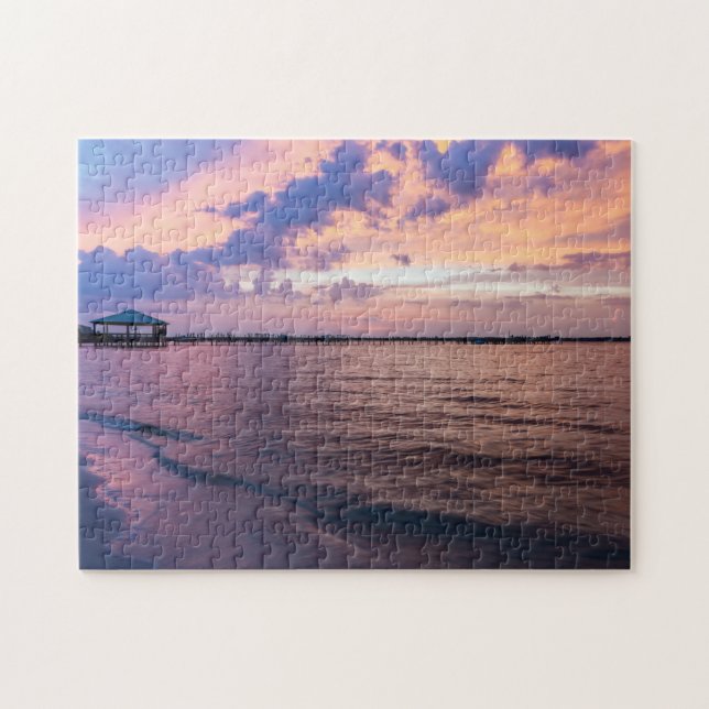 Navarre Beach Magic Hour Purple Sunset Puzzle (Horizontal)