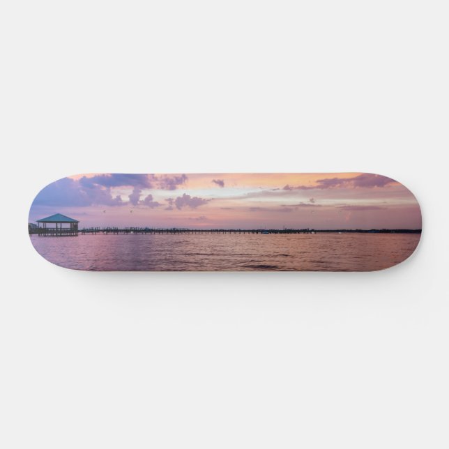 Navarre Beach Magic Hour Purple Sunset Skateboard (Horizontal)