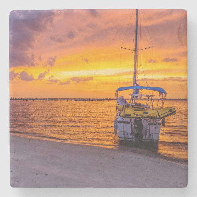 Navarre Florida Fire Sunset Steinuntersetzer (Vorderseite)