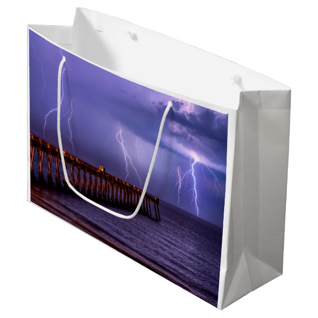 Navarre Florida Lightning Storm Große Geschenktüte (Vorderseite Schrägansicht)
