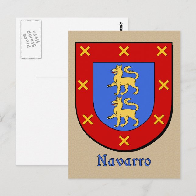 Navarro Ancestral Heraldischer Schild Postkarte (Vorne/Hinten)