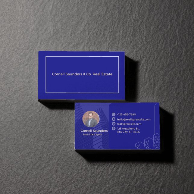 Nave Blue Minimalistisch Real Anwesen Agent Visitenkarte (Nave Blue Minimalist Real Estate Agent Business Card)