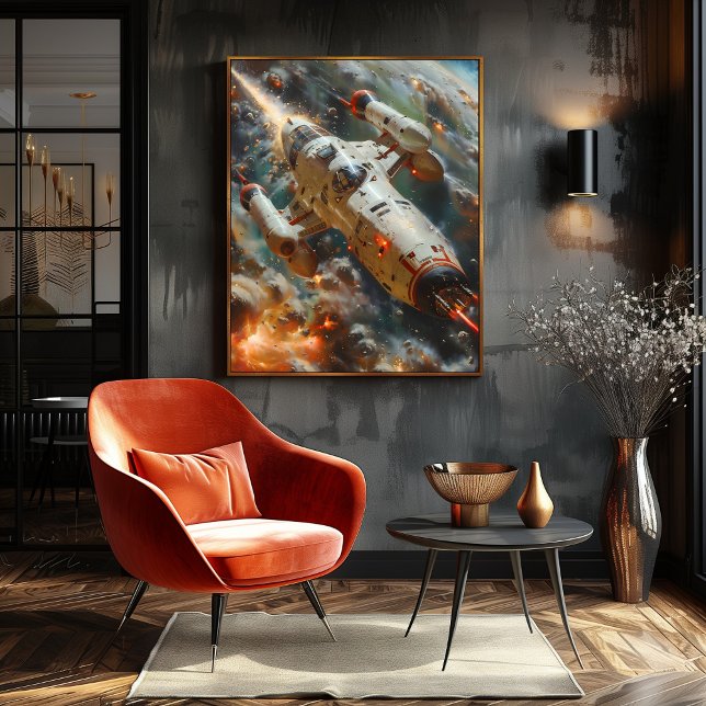 Nave espacial futurista en combate intergaláctico poster (Von Creator hochgeladen)