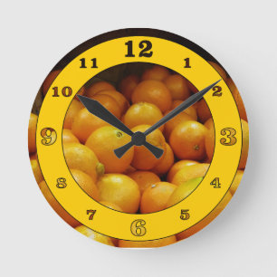 Navel Orange Numbered Runde Wanduhr