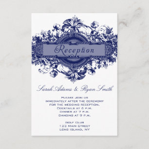 NAVI BLAUE VINTAGE BLUMEN HOCHZEIT EMPFANGSKARTEN BEGLEITKARTE