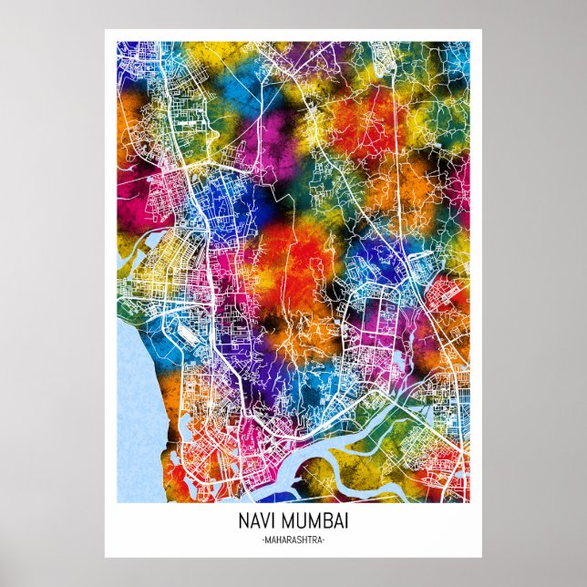 Navi Mumbai Maharashtra City Map Poster (Vorne)