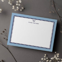 NAVI- & STÄUBIG BLaues Klassisches Monogramm Doppe