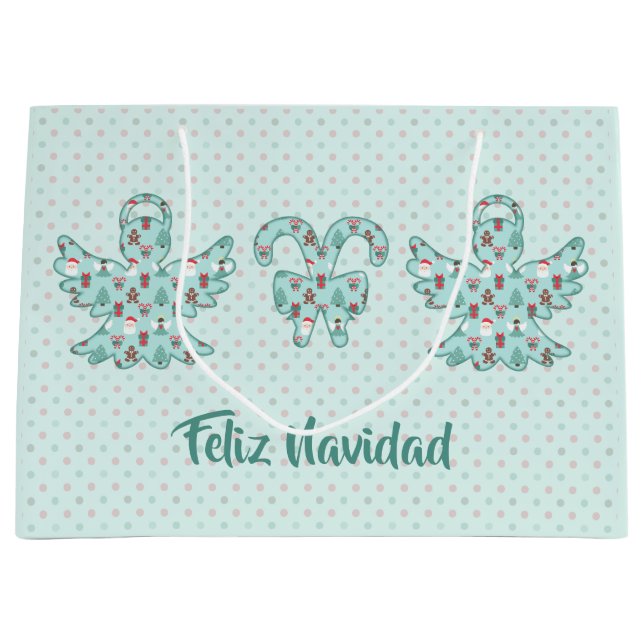 Navidad Angel Cutout Große Geschenktüte (Vorderseite)